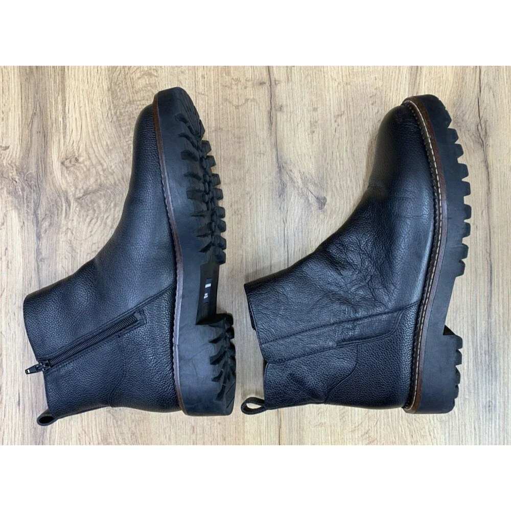Nordstrom Women Miller 2 Lea Ankle Boots Black Leather Water Resistant Size 10 M